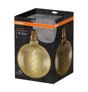 Osram LED G200 Filament Globe 4W E27 Dimmable Vintage 1906 Extra Warm White Gold