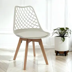 6x Alma Dining Chairs In Beige With Wooden Legs