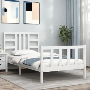 Berkfield Bed Frame with Headboard White 90x200 cm Solid Wood