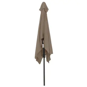 SunDaze 2x3M Rectangular Taupe Garden Parasol Outdoor Patio Umbrella, Base Weights & Weather Protective Cover