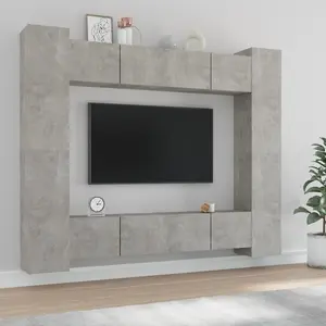 Berkfield 8 Piece TV Cabinet Set Concrete Grey Engineered Wood