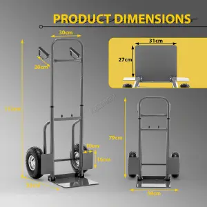 SwitZer Handy Folding Sack Truck 150kg Capacity Extendable Warehouse Garage