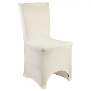 Polyester Spandex Chair Covers for Wedding Decoration - Ivory, Pack of 10