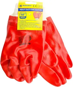 Set Of 4 Pairs Red Pvc Rubber Safety Builders Work Gloves Protect Diy