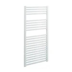 Bray Heated Towel Rail For Central Heating, Straight, White - W500 x H1200 mm