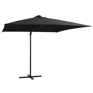 Berkfield Cantilever Umbrella with LED lights and Steel Pole 250x250 cm Black