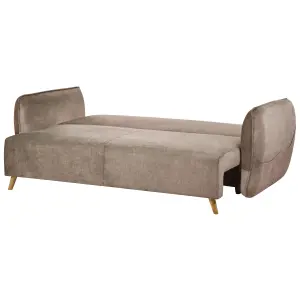 Sofa Bed VALLANES Light Brown Velvet