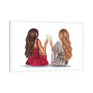 Cheers by Elza Fouche - Print on Canvas White Framed / 101.6cm H x 152.4cm W x 3.81cm D