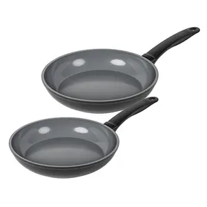 Kuhn Rikon Easy Ceramic Aluminium Induction Safe Frying Pan, Set of 2, 24cm and 28cm