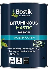 Bostik Waterproofing Black Downpipes, gutters & roofs Bituminous mastic, 5L