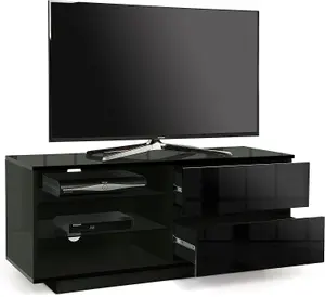 Homeology Gallus Gloss Black with 2-Black Drawers and 2 Shelves up to 55"LED, LCD, Plasma Cabinet TV Stand