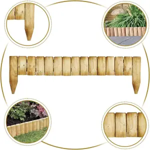 4x Wooden Edging For Garden Borders, Flexible Garden Border Edging For Landscaping Lawns Paths Flower Beds - 100 x 6 x 15 cm