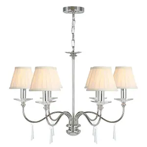 Elstead Finsbury Park 6 Light Multi Arm Chandelier Polished Nickel Finish - Shades Not Included, E14