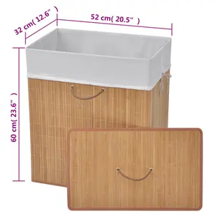 Laundry Hamper Natural / Rectangular / 52 x 32 x 60 cm