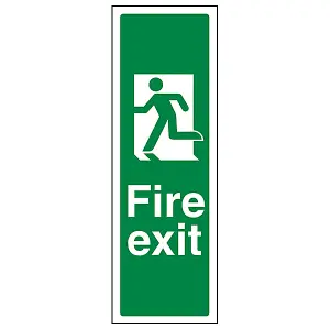 Fire Exit Arrow Man Left Sign - Portrait Adhesive Vinyl 150x450mm (x3)