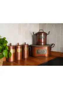 Rozi Copper Bread Bin With Lid