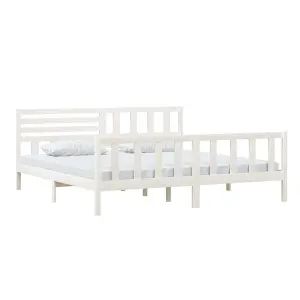 Berkfield Bed Frame White Solid Wood 200x200 cm