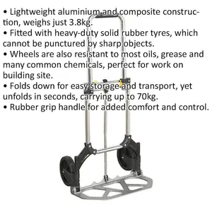 Compact and Lightweight Aluminium Folding Sack Truck with 70kg Capacity