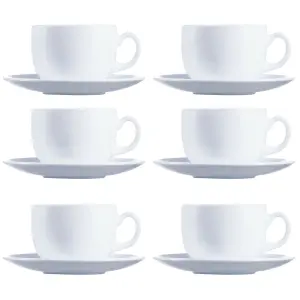 URBNLIVING 8cm Height 220ml Cup and Saucer Set of 12 Pcs