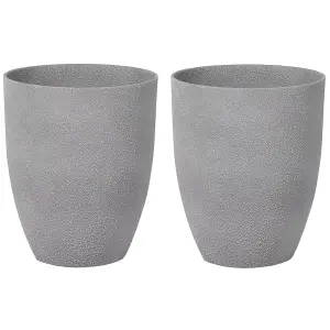 Set of 2 Plant Pots 35x35x42 cm Grey CROTON