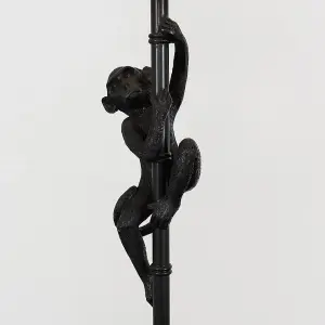 ValueLights Modern Black Hanging Monkey Floor Lamp With Black Tapered Shade - Includes 6w LED Bulb 3000K Warm White