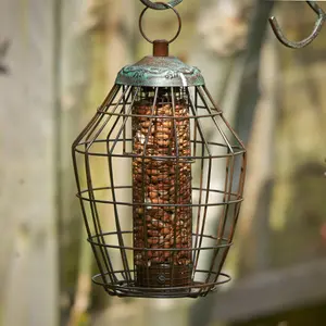 Peckish Secret garden Steel Peanut Green Squirrel proof Bird feeder 0.7L