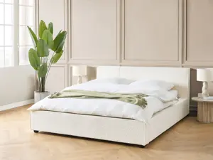 Boucle EU King Size Bed Off-White MIRANDE