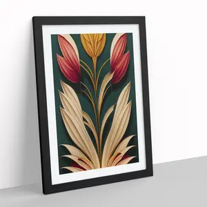 Flower No.1 - Single Picture Frame Print Black Framed / 64cm H x 46cm W x 2cm D