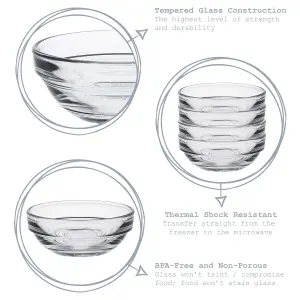 Duralex - Lys Glass Stacking Bowls for Kitchen, Serving - 9cm (3.5") - Pack of 6