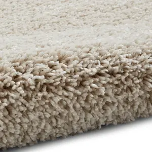 Cream Plain Shaggy Easy to Clean Modern Polypropylene Rug for Living Room Bedroom and Dining Room-120cm X 170cm