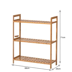 3 Tier Standing Wood Bookshelf for Living Room Home 680mm(W)