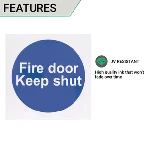 EAI - Fire Door Keep Shut 70x70mm Pack 10 Self Adh Semi Rigid PVC