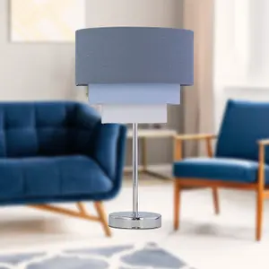 First Choice Lighting Gabi Blue Ombre Linen 22cm Table Lamp Shade