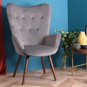 Garmon Velvet Armchair Grey