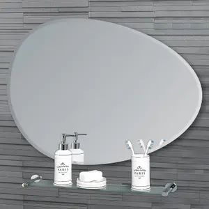 Showerdrape Angel Oval Wall Mounted Frameless Bevelled Edge Bathroom Mirror 70 x 50cm