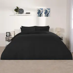 Brentfords Plain Duvet Cover Pillowcase Bedding Set, Graphite Grey - King