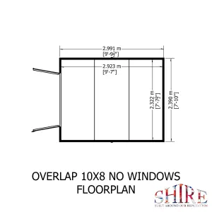 Shire 10x8 Overlap Double Door Apex Shed No windows