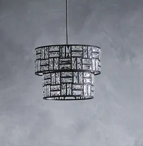 Bronx Black Drum Modern Light Shade Pendant with Acrylic Glass