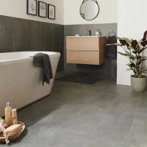 Colours Structured Grey Matt Concrete effect Porcelain Wall & floor Tile Sample