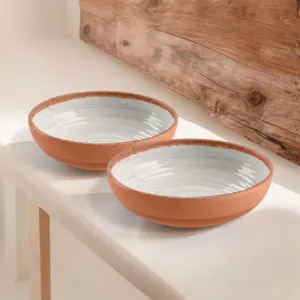 Purely Home Rustic Swirl Ivory Melamine Bowls - Set of 8