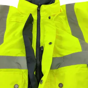 Hi-Vis Contrast Coverall - Yellow and Navy Winter Lined Suit S