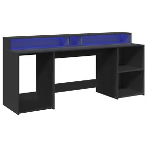 Berkfield Desk with LED Lights Black 200x55x91 cm Engineered Wood