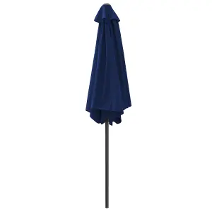 SunDaze Blue 2.5M Round Garden Parasol Outdoor Patio Umbrella, Base Weights & Weather Protective Cover