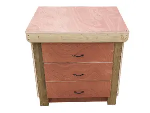 Wooden Eucalyptus hardwood top workbench, tool cabinet with drawers (V.2) (H-90cm, D-70cm, L-90cm)