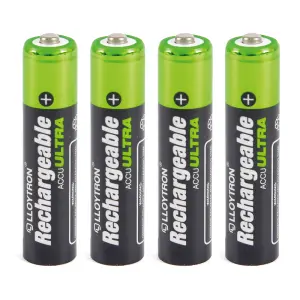 LLOYTRON NiMH Rechargeable AccuUltra Batteries, AAA Size, 1100mAh, 4 Pack