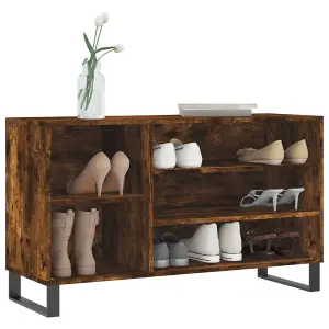 Berkfield Shoe Cabinet Smoked Oak 102x36x60 cm Engineered Wood