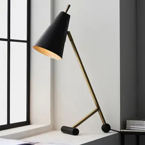 2 PACK Antique Brass & Matt Black Task Lamp - Modern Adjustable Table Desk Light