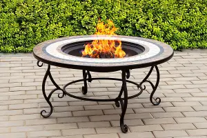 Homeology TOPANGA High-End Multi-Functional Garden Fire Pit, Brazier, Coffee Table, Bbq, Ice Bucket with Ceramic Tiles