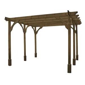 Premium Pergola 6 Posts - Wood - L420 x W480 x H270 cm - Rustic Brown