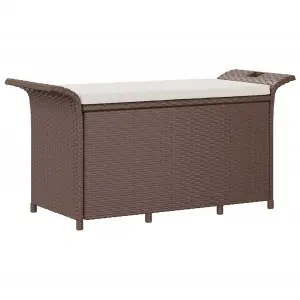 Berkfield Garden Bench with Cushion Brown 116x46x57 cm Poly Rattan